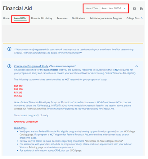 sample program of study error message