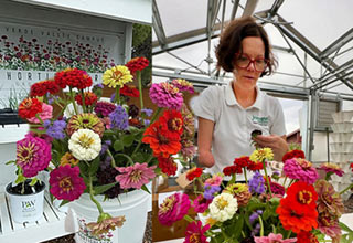 Horticulturist working on a bouquet