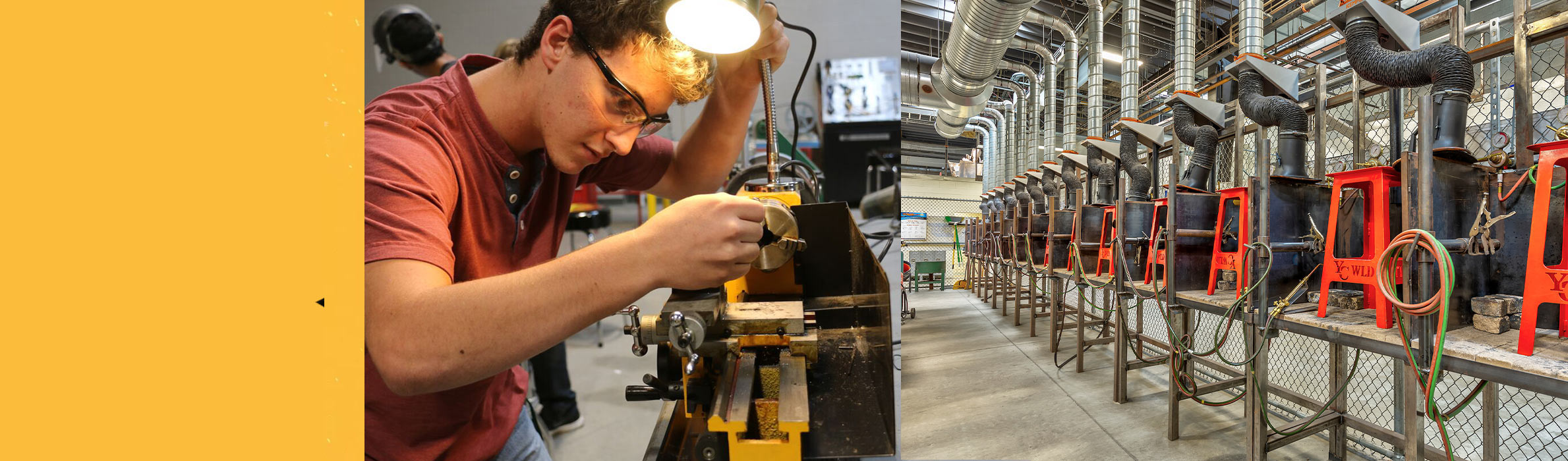 Student on grinding machine