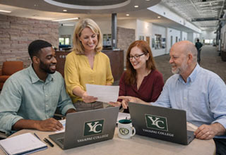 Yavapai College faculty working together on academic research, representing the college's research and innovation initiative