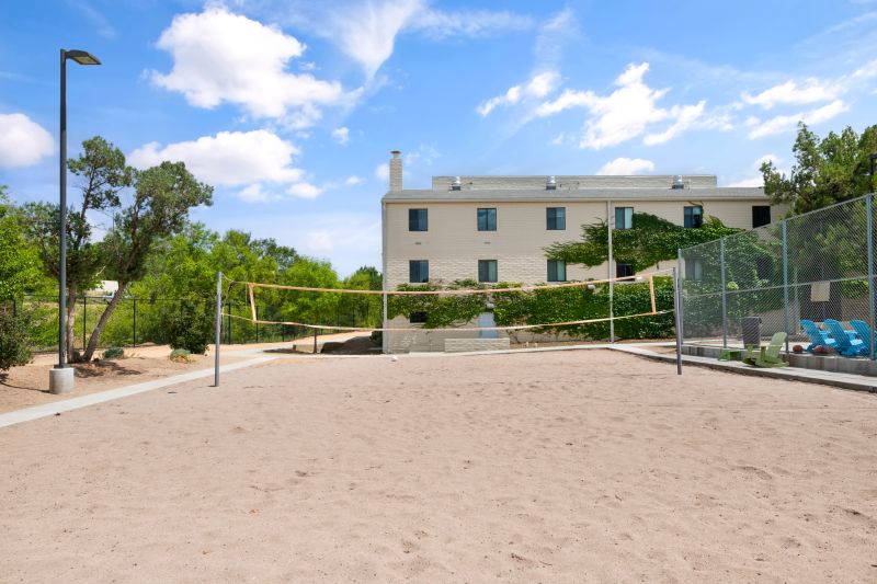 volleyball court at on-campus dorms