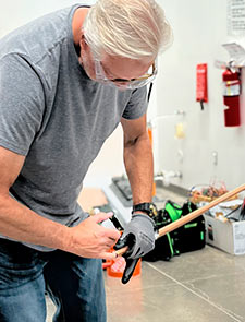 HVAC Student with copper pipe