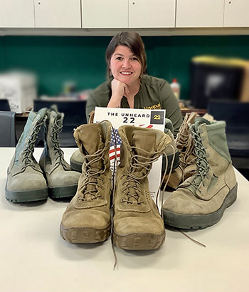 Student with combat boots image