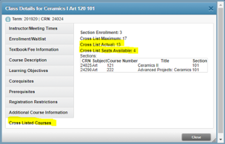 crosslist course detail