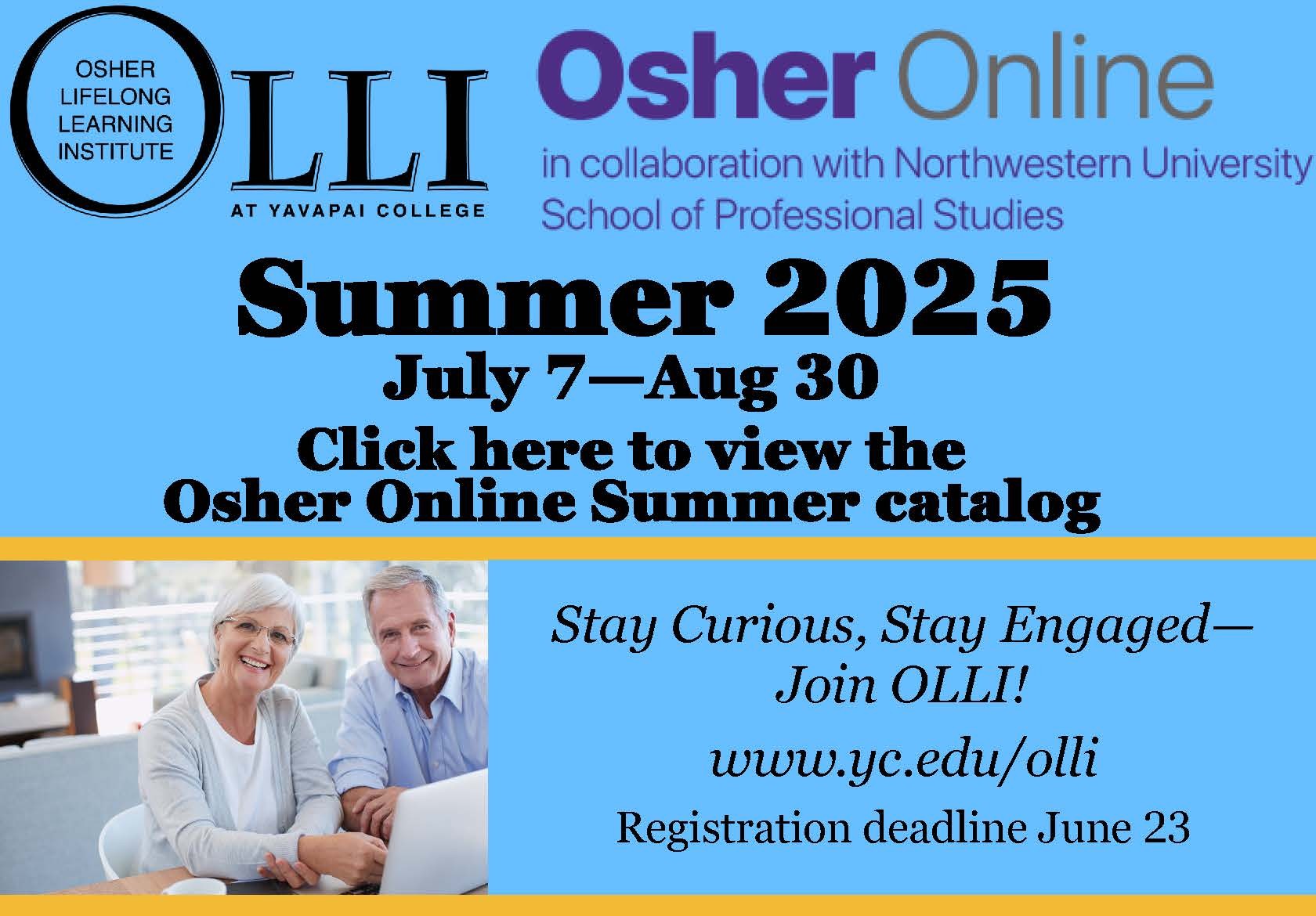 Osher Online Summer Schedule