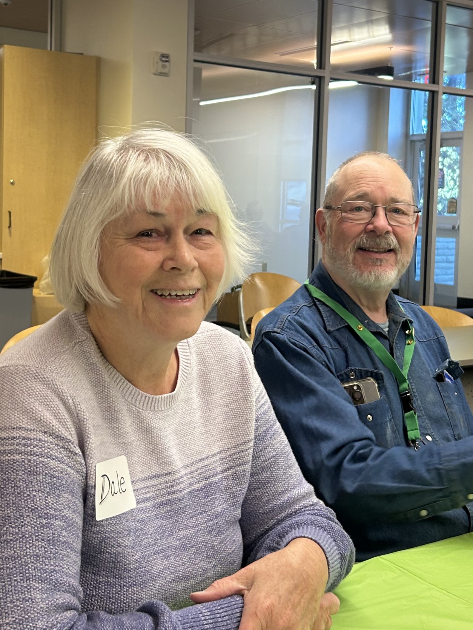Smiling woman and man