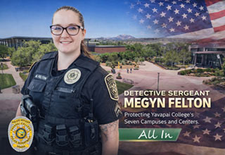 Megyn Felton in uniform on campus