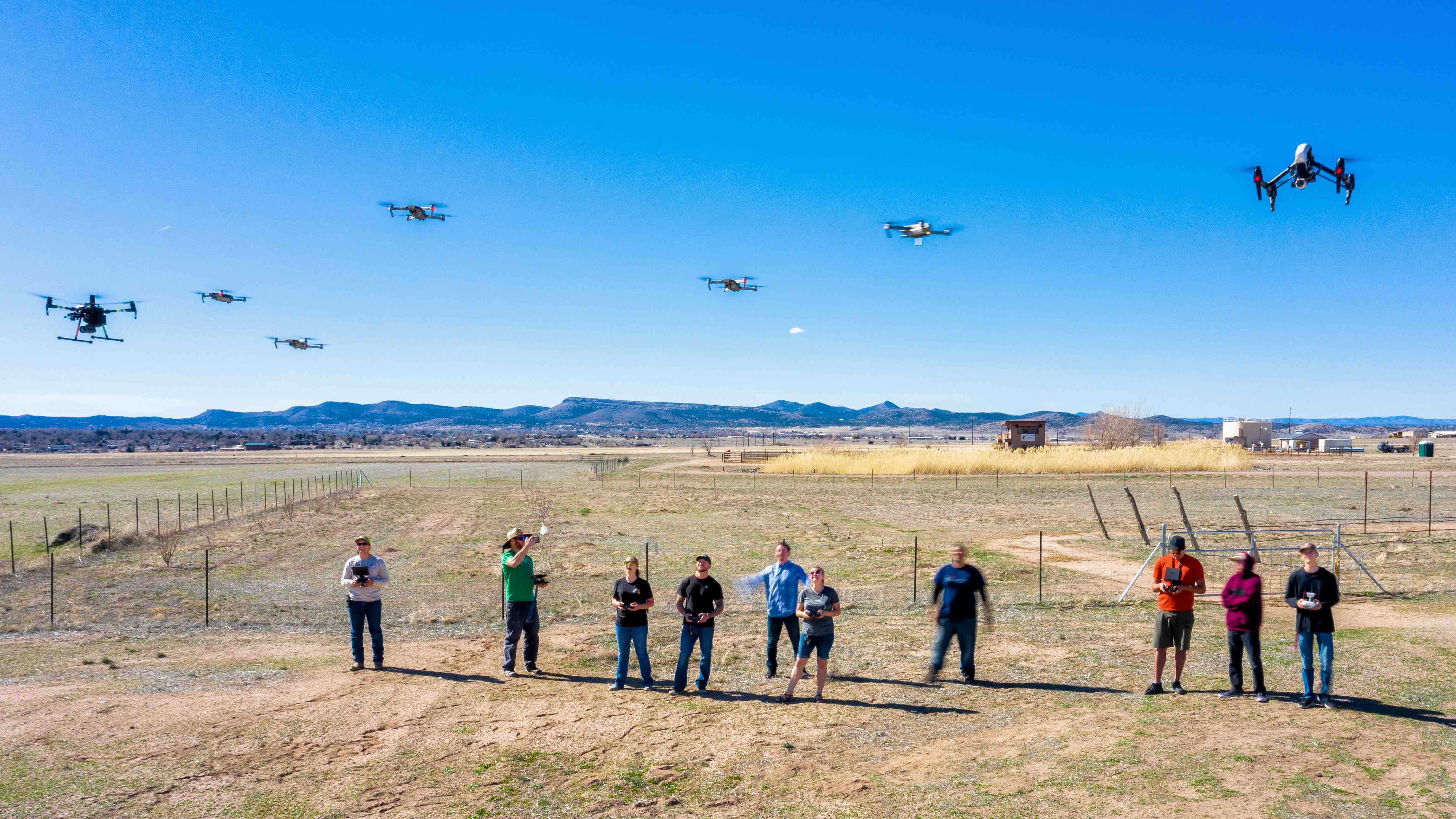 UAS students with drones aloft