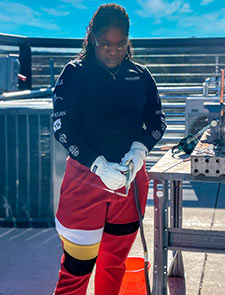 HVAC Student with blowtorch