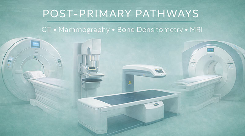 Radiologist viewing chest x-rays.